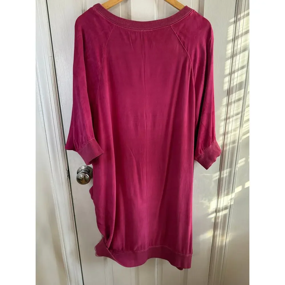 Free People Gloaming Oversized Velvet Sweatshirt Dress Wine Small EUC